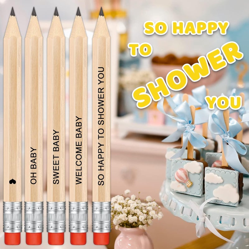 Vusnud 50Pcs - Baby Shower Sharpened Half Pencils with Erasers, Pre-sharpened Pencils for Baby Shower Games, 4 Inches - Image 4